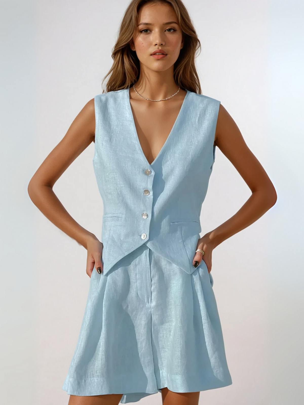 Linèa™ | Ensemble assorti de gilet et de shorts toujours décontracté