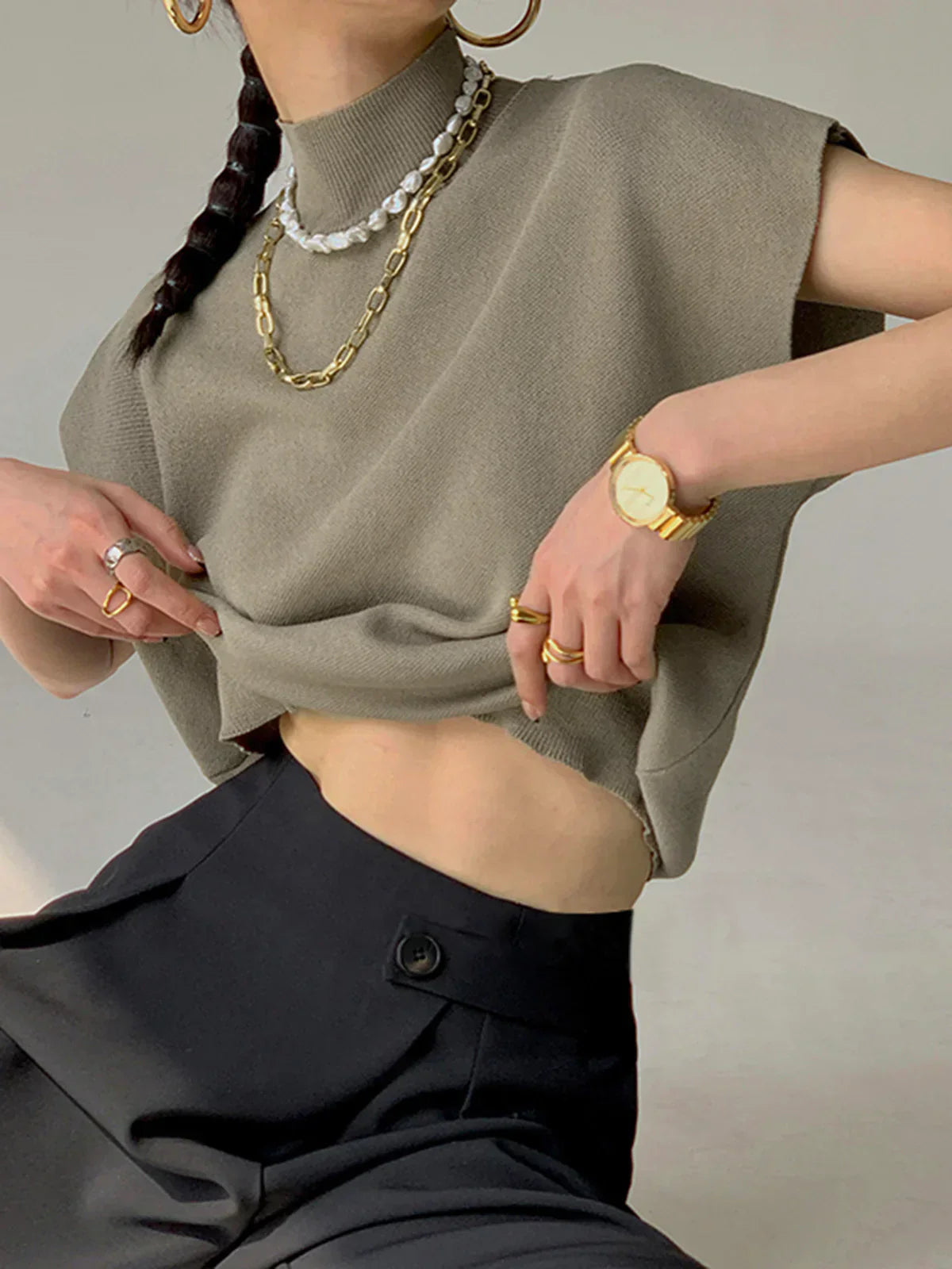 Linèa™ | Gilet en Pull Solide Décontracté