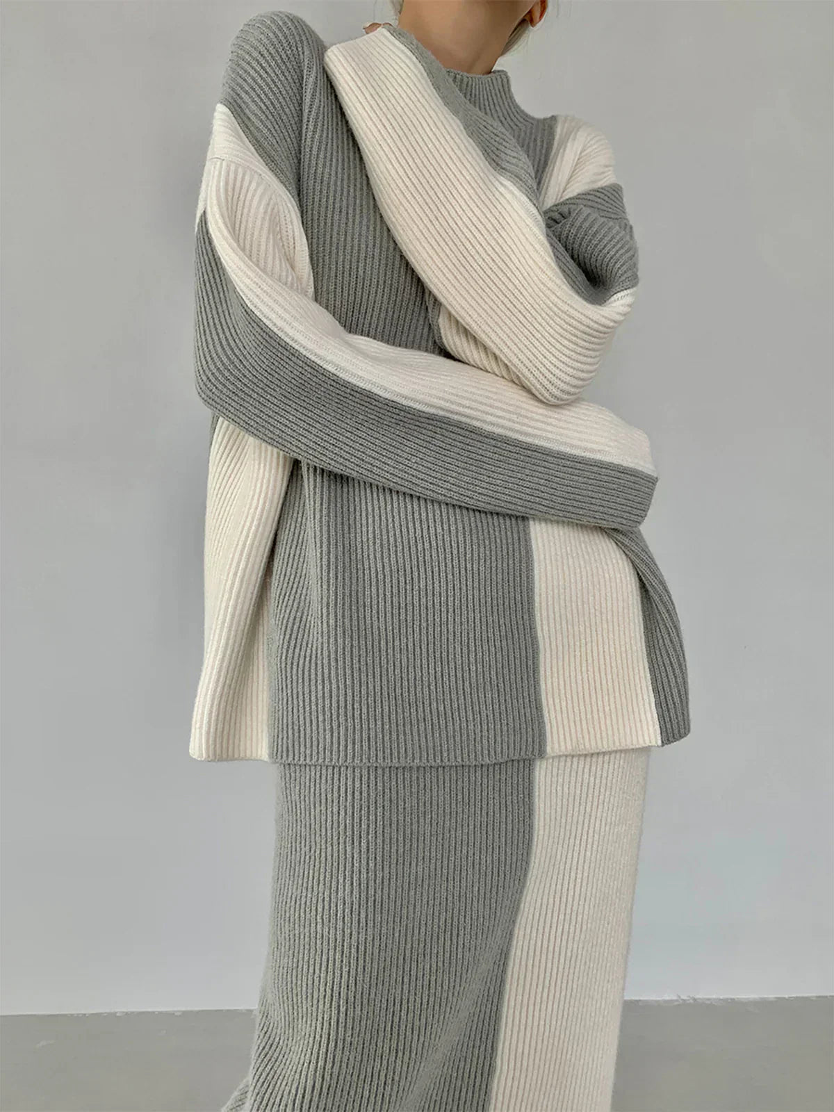 Linèa™ | Ensemble coordonné en tricot à deux pièces Stripe