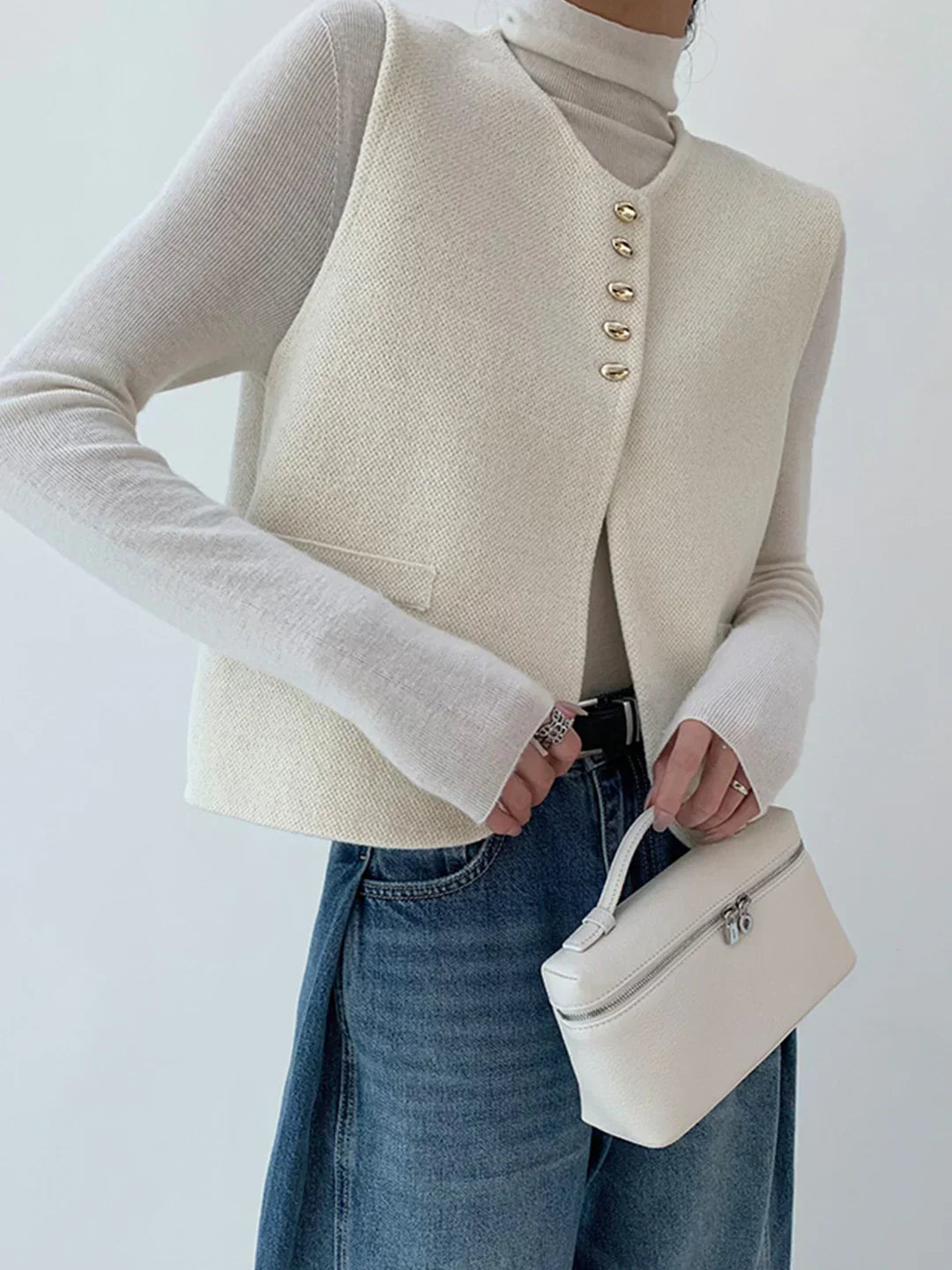 Linèa™ | Gilet en Maille à Fentes Style Vieille Argent
