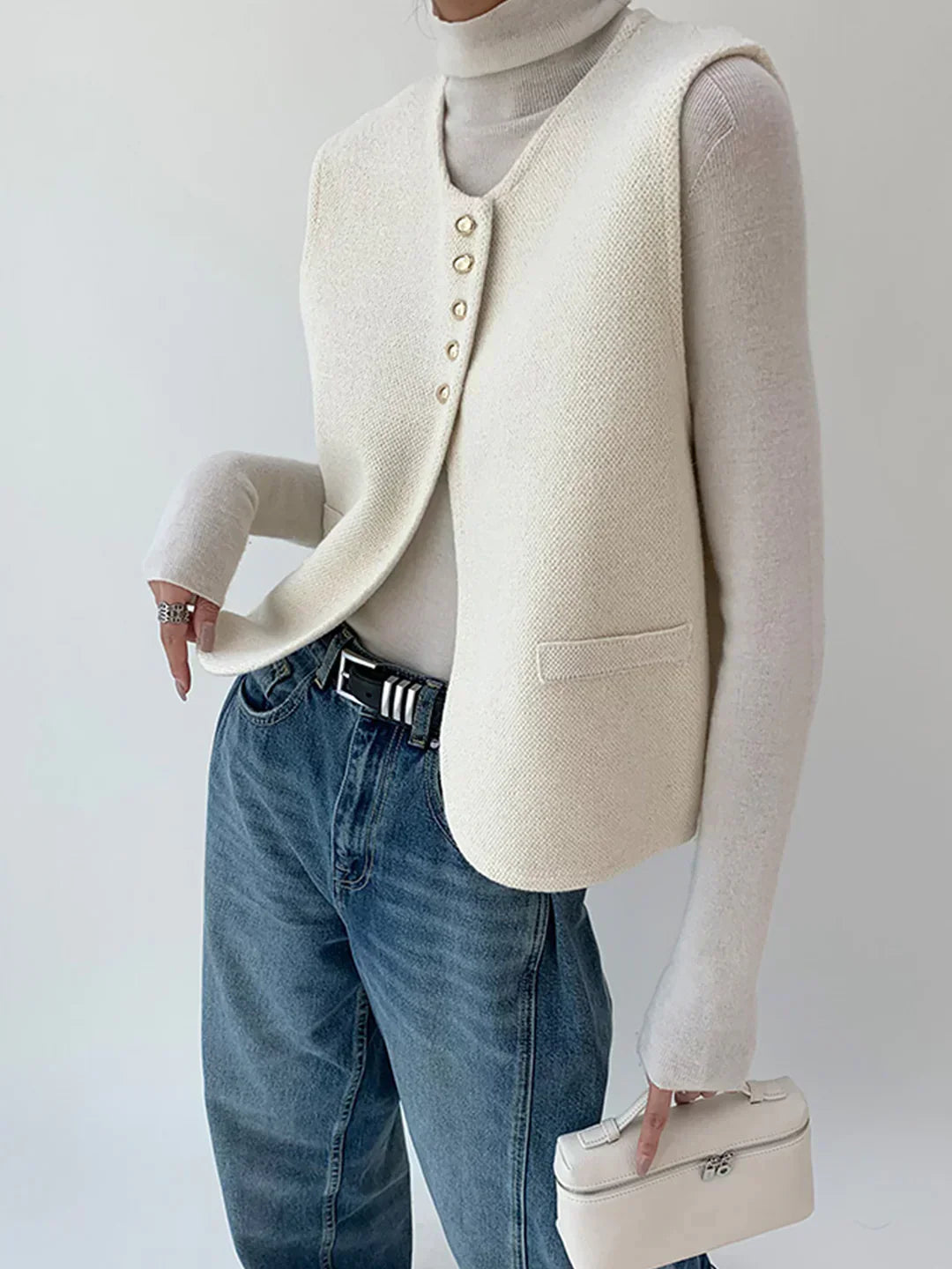 Linèa™ | Gilet en Maille à Fentes Style Vieille Argent