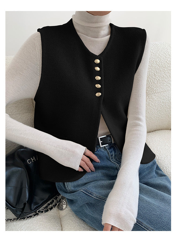 Linèa™ | Gilet en Maille à Fentes Style Vieille Argent