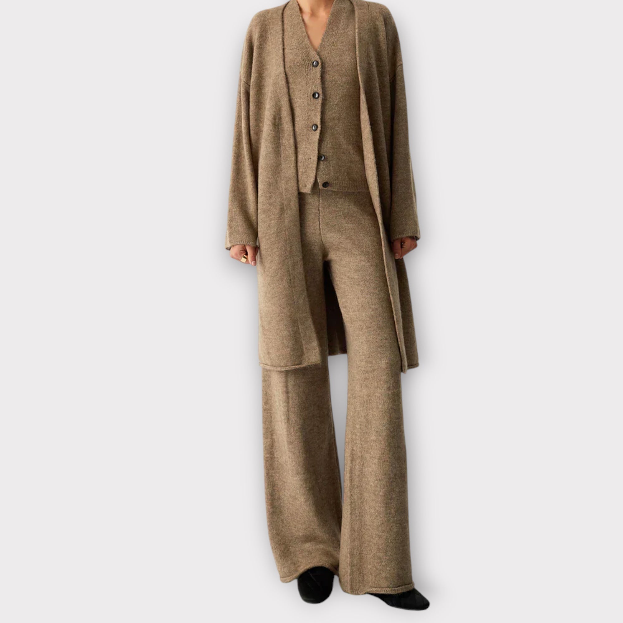 Linèa™ | Ensemble de Pantalon en Trois Pièces avec Cardigan Long de Loisirs
