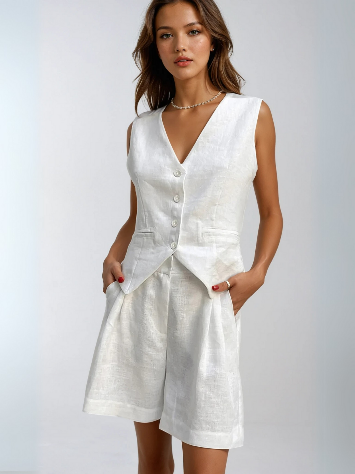 Linèa™ | Ensemble assorti de gilet et de shorts toujours décontracté