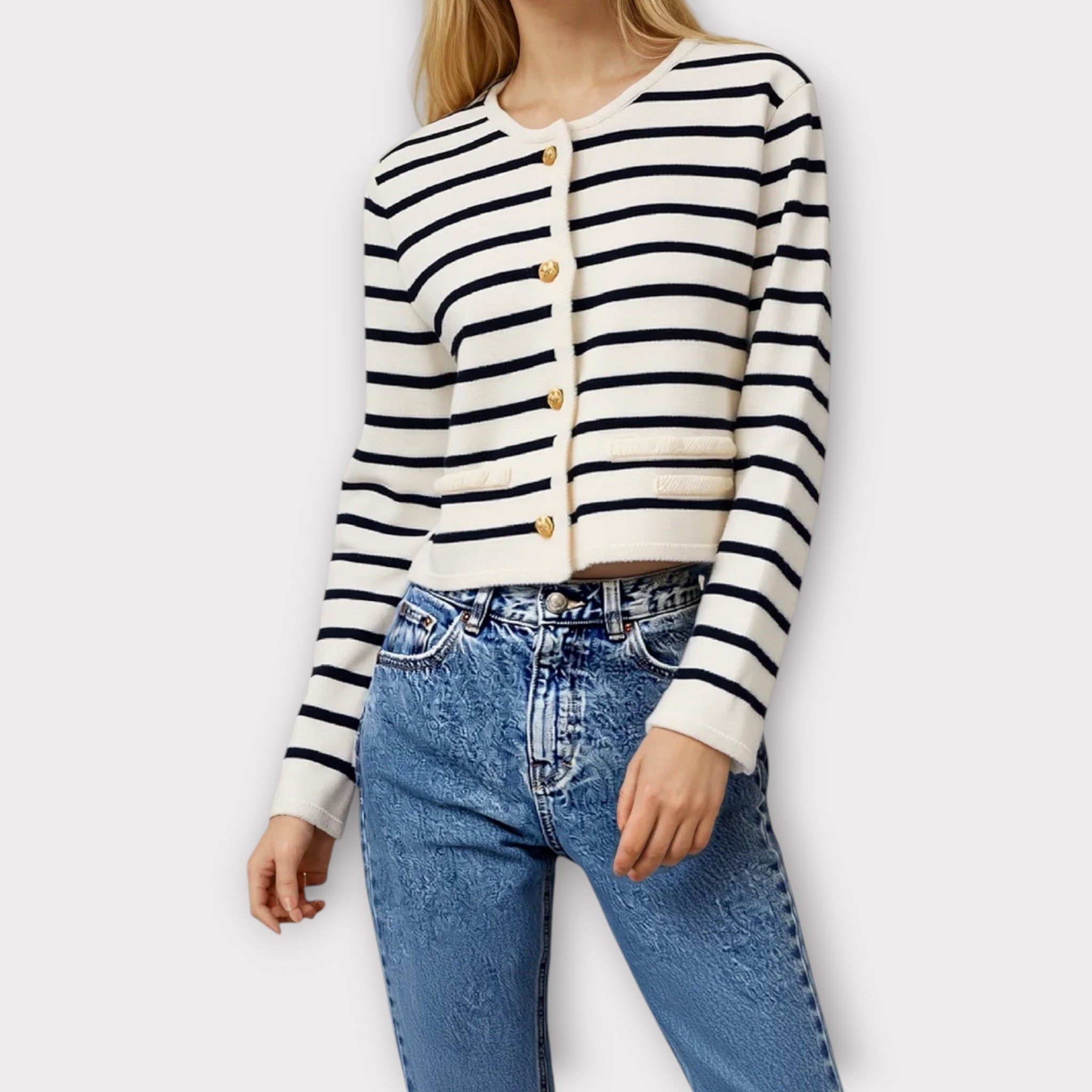 Linèa™ | Cardigan Tricot Rayé