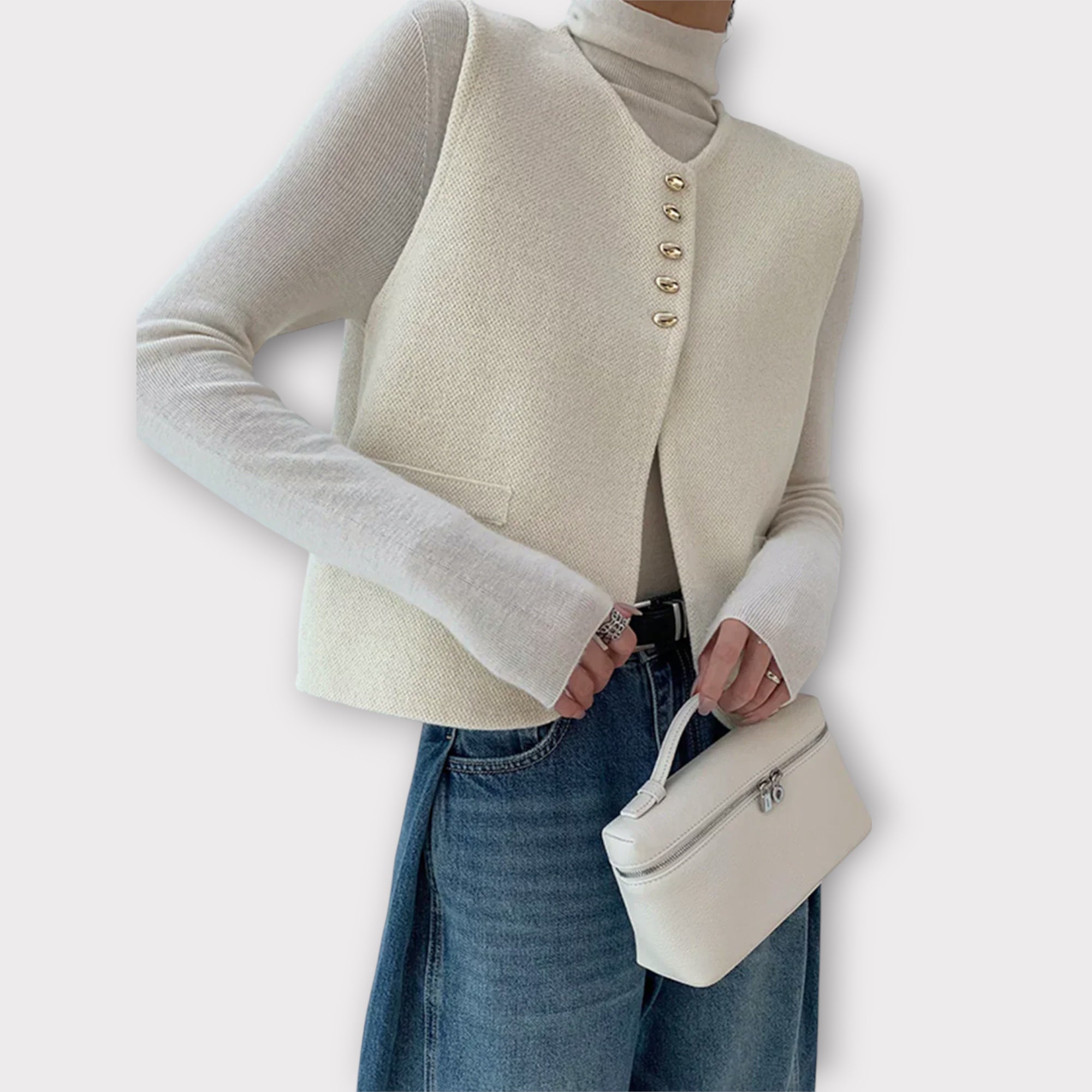Linèa™ | Gilet en Maille à Fentes Style Vieille Argent